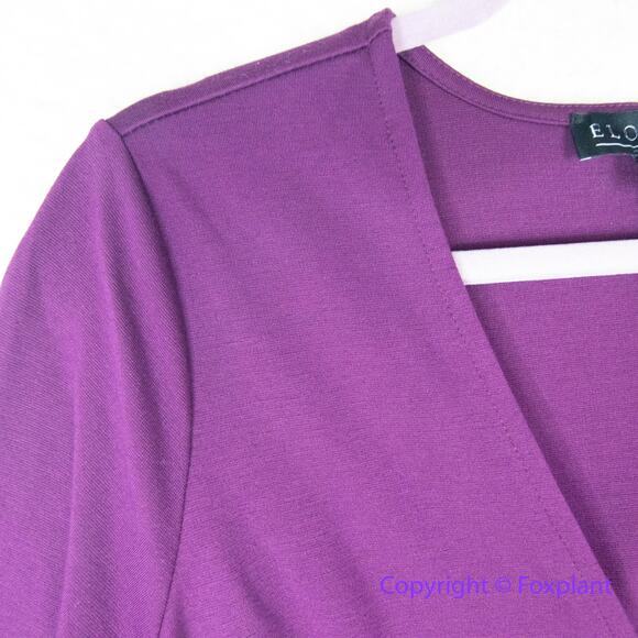 New! ELOQUII Colorblock Wrap Top Purple Fuchsia Stretch Knit plus size 20 - Picture 5 of 14